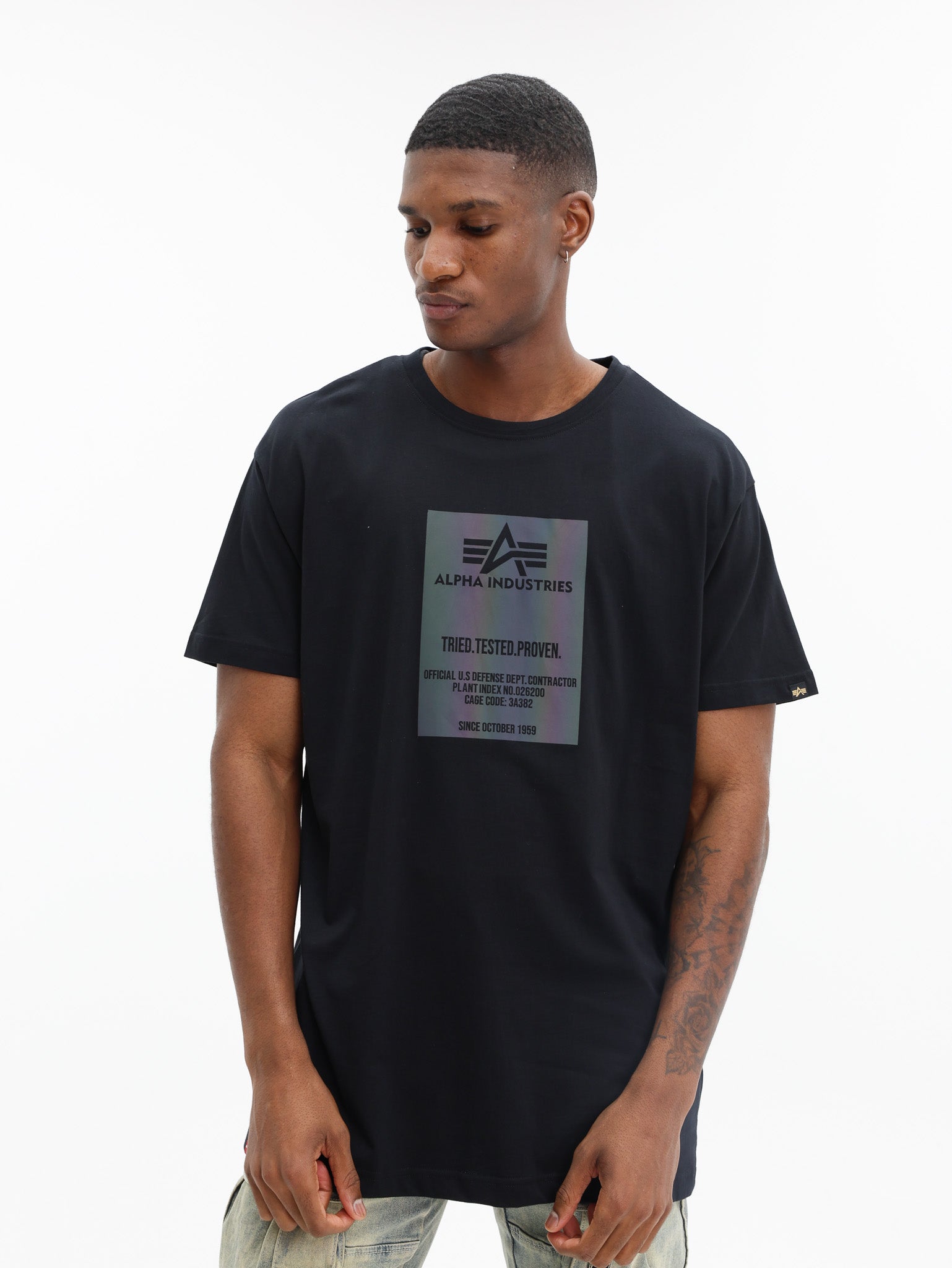 Alpha T-Shirt Block Rainbow Black